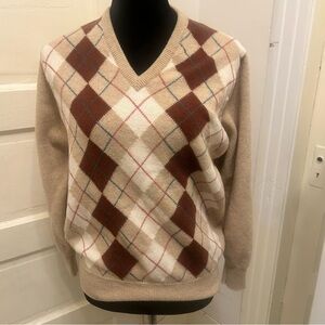 VTG Alan Paine of Godalming England Lambswool Argyle Sweater Preppy 40 Academic
